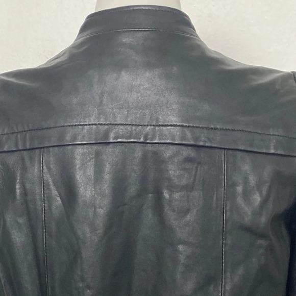 Ana Black Front Zip Soft Leather Bomber Jacket Size SP - Picture 6 of 9